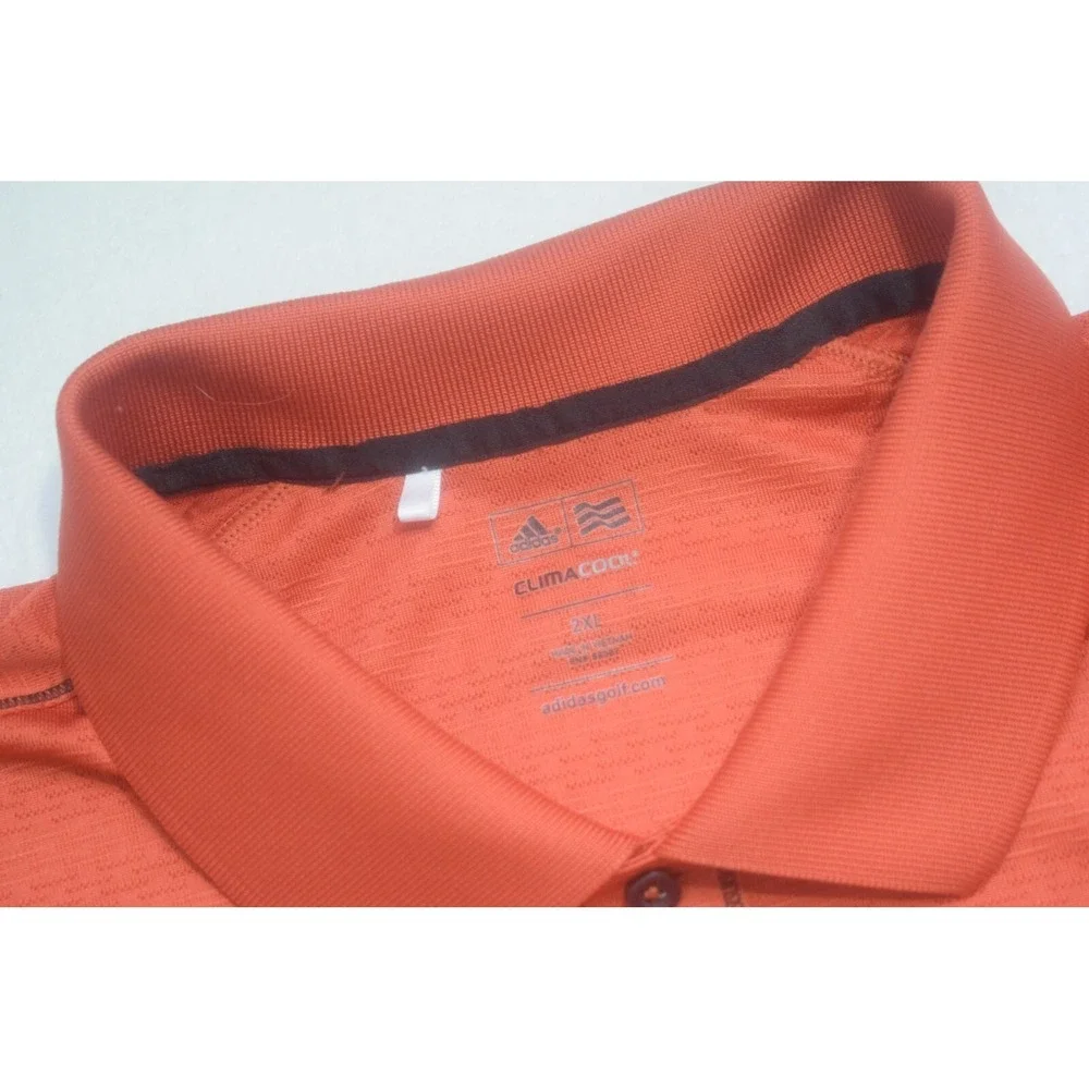 Adidas Golf Polo ClimaCool Performance Short Sleeve Orange Mens Size 2XL XXL